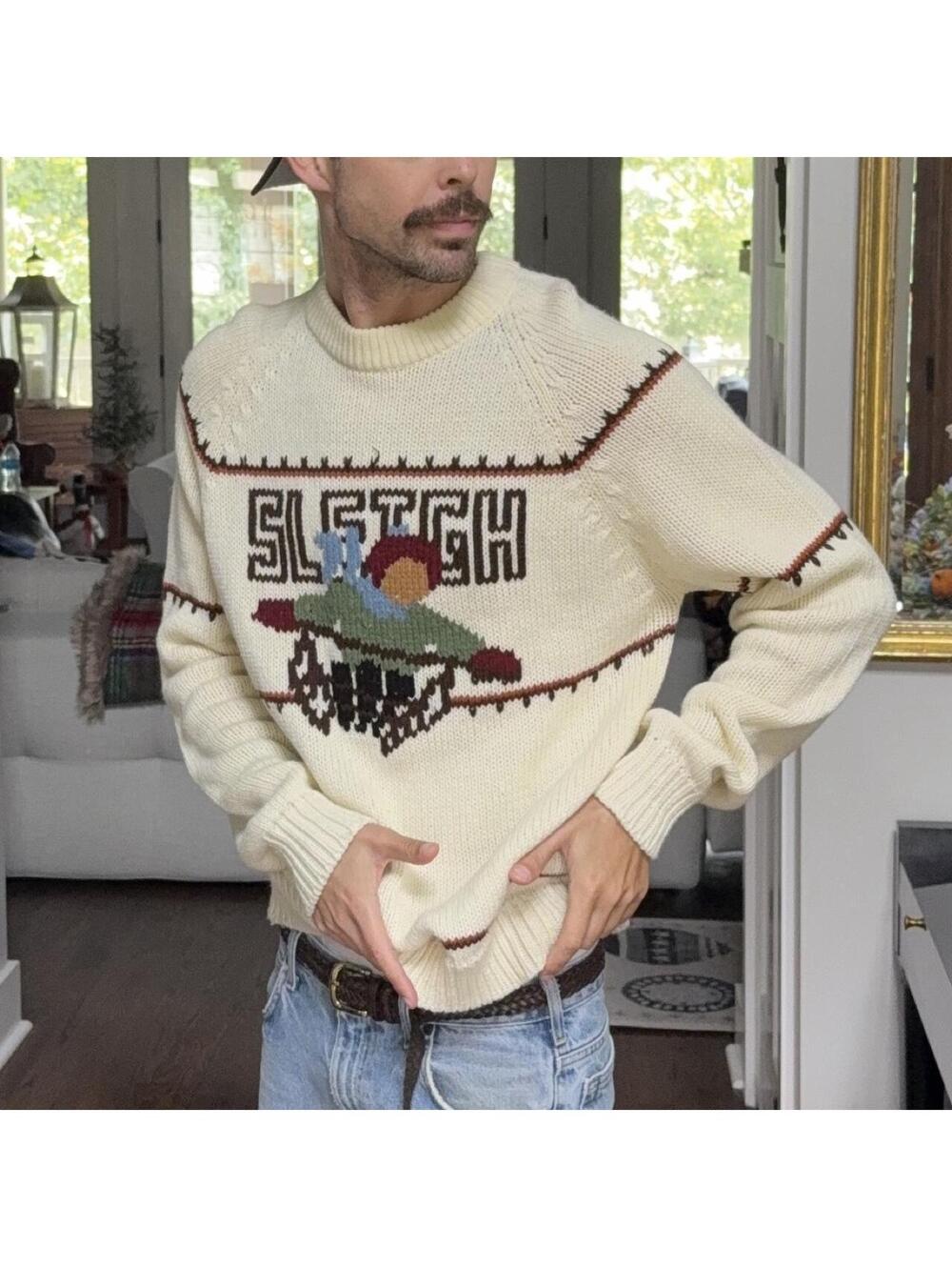 ⛷️🏔️ Vintage Sigallo Ski Lodge Sweater Made in Korea XL